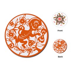 Chinese Zodiac Horoscope Monkey Star Orange Playing Cards (round)  by Mariart