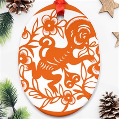 Chinese Zodiac Horoscope Monkey Star Orange Oval Ornament (two Sides) by Mariart