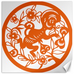 Chinese Zodiac Horoscope Monkey Star Orange Canvas 12  X 12   by Mariart