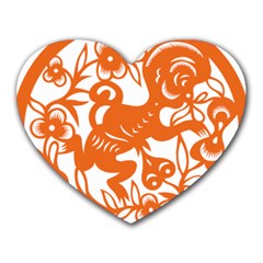 Chinese Zodiac Horoscope Monkey Star Orange Heart Mousepads by Mariart