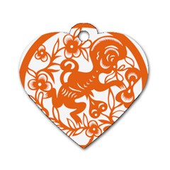 Chinese Zodiac Horoscope Monkey Star Orange Dog Tag Heart (one Side) by Mariart