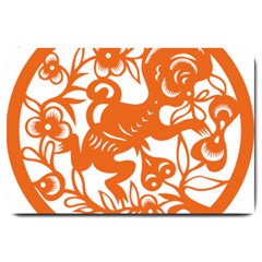 Chinese Zodiac Horoscope Monkey Star Orange Large Doormat  by Mariart