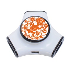 Chinese Zodiac Horoscope Monkey Star Orange 3-port Usb Hub by Mariart