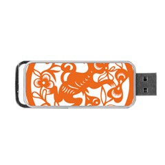 Chinese Zodiac Horoscope Monkey Star Orange Portable Usb Flash (two Sides) by Mariart