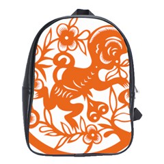 Chinese Zodiac Horoscope Monkey Star Orange School Bags (xl)  by Mariart