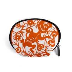 Chinese Zodiac Horoscope Monkey Star Orange Accessory Pouches (small)  by Mariart