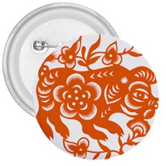 Chinese Zodiac Horoscope Pig Star Orange 3  Buttons