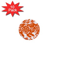 Chinese Zodiac Horoscope Pig Star Orange 1  Mini Buttons (10 Pack)  by Mariart