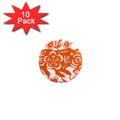 Chinese Zodiac Horoscope Pig Star Orange 1  Mini Magnet (10 Pack)  by Mariart