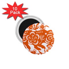 Chinese Zodiac Horoscope Pig Star Orange 1 75  Magnets (10 Pack) 