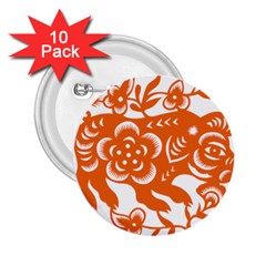 Chinese Zodiac Horoscope Pig Star Orange 2 25  Buttons (10 Pack)  by Mariart