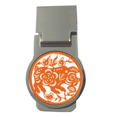 Chinese Zodiac Horoscope Pig Star Orange Money Clips (round) 