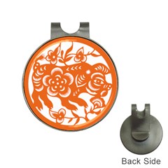 Chinese Zodiac Horoscope Pig Star Orange Hat Clips With Golf Markers by Mariart