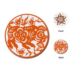 Chinese Zodiac Horoscope Pig Star Orange Playing Cards (round)  by Mariart