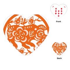 Chinese Zodiac Horoscope Pig Star Orange Playing Cards (heart)  by Mariart