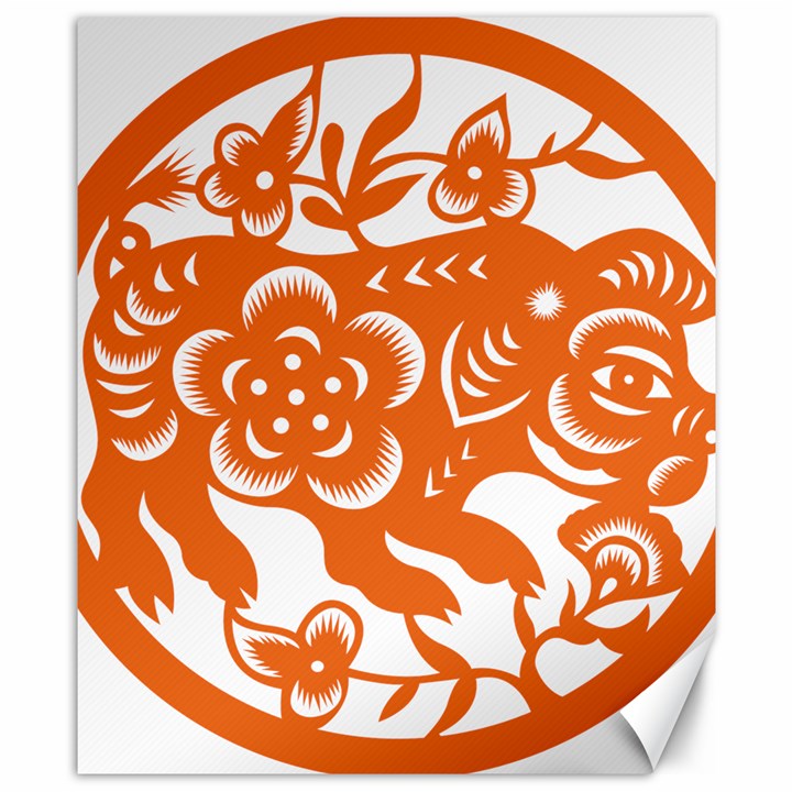 Chinese Zodiac Horoscope Pig Star Orange Canvas 8  x 10 