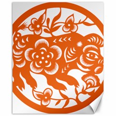 Chinese Zodiac Horoscope Pig Star Orange Canvas 16  X 20   by Mariart