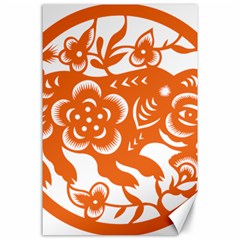 Chinese Zodiac Horoscope Pig Star Orange Canvas 24  X 36  by Mariart