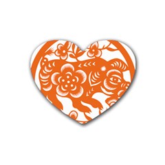 Chinese Zodiac Horoscope Pig Star Orange Heart Coaster (4 Pack)  by Mariart