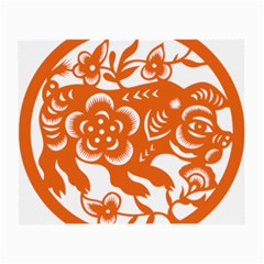 Chinese Zodiac Horoscope Pig Star Orange Small Glasses Cloth (2-side) by Mariart