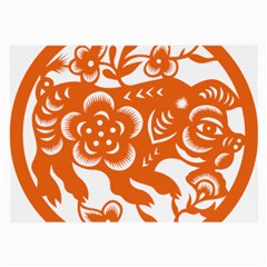 Chinese Zodiac Horoscope Pig Star Orange Large Glasses Cloth (2-side) by Mariart