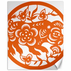 Chinese Zodiac Horoscope Pig Star Orange Canvas 11  X 14   by Mariart