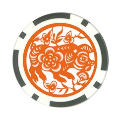 Chinese Zodiac Horoscope Pig Star Orange Poker Chip Card Guard by Mariart