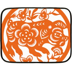 Chinese Zodiac Horoscope Pig Star Orange Fleece Blanket (mini) by Mariart