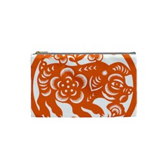 Chinese Zodiac Horoscope Pig Star Orange Cosmetic Bag (small)  by Mariart