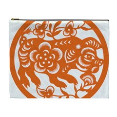 Chinese Zodiac Horoscope Pig Star Orange Cosmetic Bag (xl) by Mariart