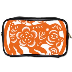 Chinese Zodiac Horoscope Pig Star Orange Toiletries Bags by Mariart