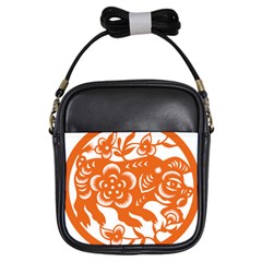 Chinese Zodiac Horoscope Pig Star Orange Girls Sling Bags by Mariart