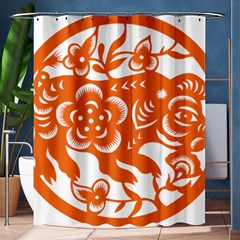 Chinese Zodiac Horoscope Pig Star Orange Shower Curtain 60  X 72  (medium)  by Mariart