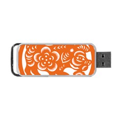 Chinese Zodiac Horoscope Pig Star Orange Portable Usb Flash (one Side) by Mariart