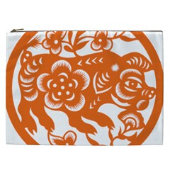 Chinese Zodiac Horoscope Pig Star Orange Cosmetic Bag (xxl)  by Mariart