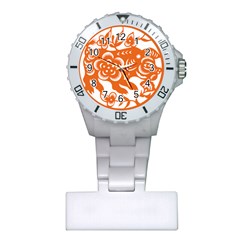 Chinese Zodiac Horoscope Pig Star Orange Plastic Nurses Watch by Mariart