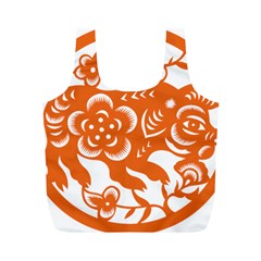 Chinese Zodiac Horoscope Pig Star Orange Full Print Recycle Bags (m) 