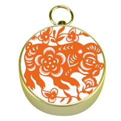 Chinese Zodiac Horoscope Pig Star Orange Gold Compasses by Mariart