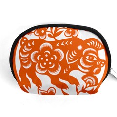 Chinese Zodiac Horoscope Pig Star Orange Accessory Pouches (medium)  by Mariart