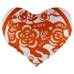 Chinese Zodiac Horoscope Pig Star Orange Large 19  Premium Flano Heart Shape Cushions Back