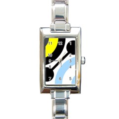 Circle Line Chevron Wave Black Blue Yellow Gray White Rectangle Italian Charm Watch