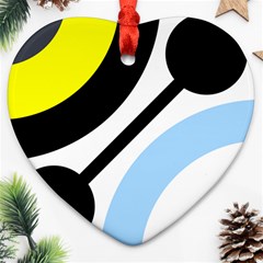 Circle Line Chevron Wave Black Blue Yellow Gray White Ornament (heart) by Mariart