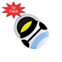 Circle Line Chevron Wave Black Blue Yellow Gray White 1 75  Magnets (10 Pack)  by Mariart