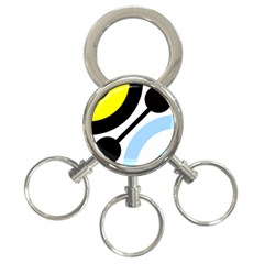 Circle Line Chevron Wave Black Blue Yellow Gray White 3-ring Key Chains by Mariart