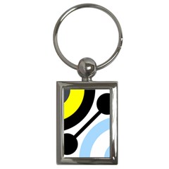 Circle Line Chevron Wave Black Blue Yellow Gray White Key Chains (rectangle)  by Mariart