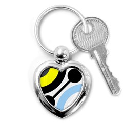 Circle Line Chevron Wave Black Blue Yellow Gray White Key Chains (heart)  by Mariart