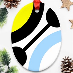 Circle Line Chevron Wave Black Blue Yellow Gray White Oval Ornament (two Sides) by Mariart