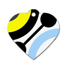 Circle Line Chevron Wave Black Blue Yellow Gray White Dog Tag Heart (one Side) by Mariart