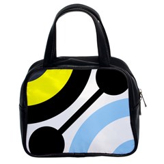 Circle Line Chevron Wave Black Blue Yellow Gray White Classic Handbags (2 Sides) by Mariart