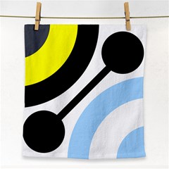 Circle Line Chevron Wave Black Blue Yellow Gray White Face Towel by Mariart